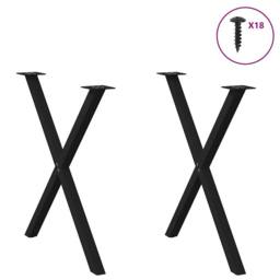 Berkfield Home Dining Table Legs X-Shaped 2 pcs Black 70x(72-73) cm Steel - thumbnail 3