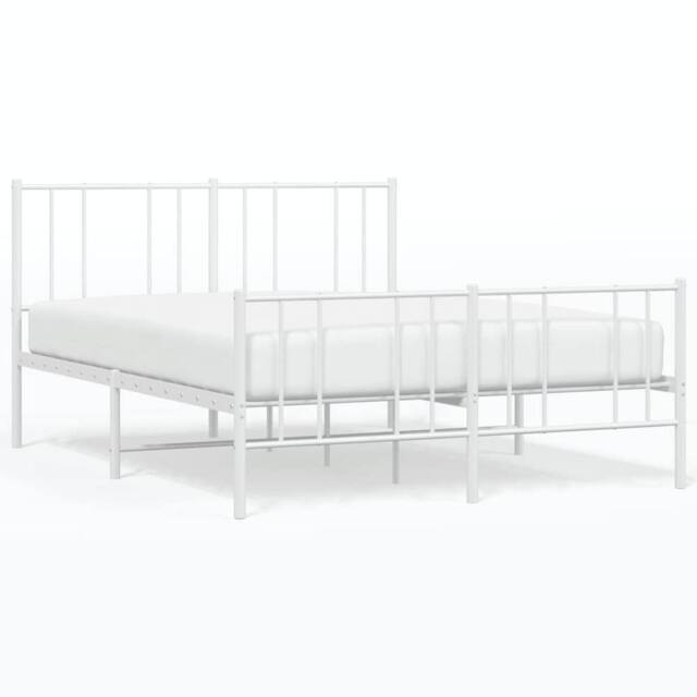 Berkfield Home Metal Bed Frame with Headboard & Footboard White 120x200 cm - Size: Small Double - image 1