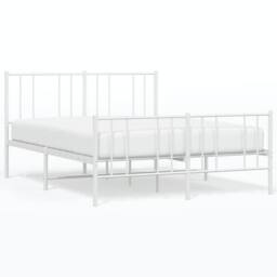 Berkfield Home Metal Bed Frame with Headboard & Footboard White 120x200 cm - Size: Small Double