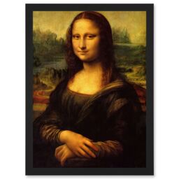 Artery8 Leonardo Da Vinci Mona Lisa Vintage Classic Painting A4 Artwork Framed Wall Art Print in Black - thumbnail 1