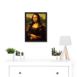 Artery8 Leonardo Da Vinci Mona Lisa Vintage Classic Painting A4 Artwork Framed Wall Art Print in Black - thumbnail 2