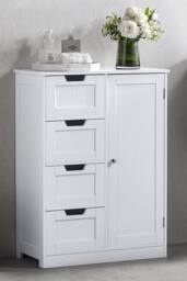 HD Designs Priano 4 Drawer 1 Door Freestanding Unit Storage Bathroom in White - thumbnail 1
