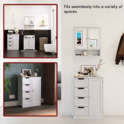 HD Designs Priano 4 Drawer 1 Door Freestanding Unit Storage Bathroom in White - thumbnail 8