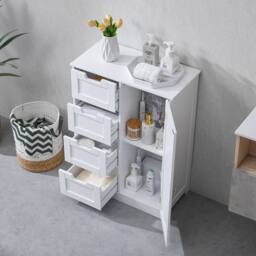 HD Designs Priano 4 Drawer 1 Door Freestanding Unit Storage Bathroom in White - thumbnail 2