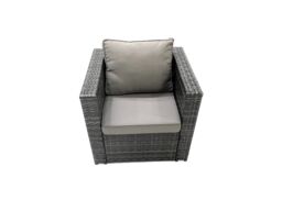 Fimous Rattan Garden Furniture Sofa Set with Coffee table Armchair Side Table 2 Big Footstools Dark Grey Mixed - thumbnail 5