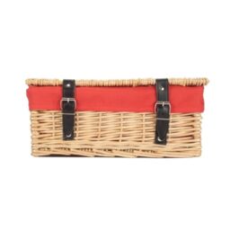 Red Hamper 36cm Buff Wicker Empty Picnic Basket in Red - thumbnail 2