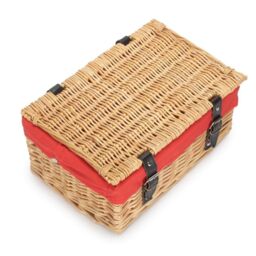 Red Hamper 36cm Buff Wicker Empty Picnic Basket in Red - thumbnail 3