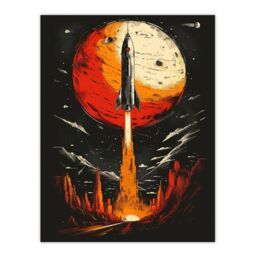 "Artery8 Rocket Launch Alien Planets Space Exploration Wall Art Print in Black - Size: W18"" x H24""" - thumbnail 1