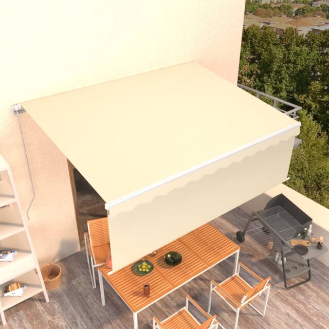 Berkfield Home Manual Retractable Awning with Blind 4x3m Cream in Beige - image 1
