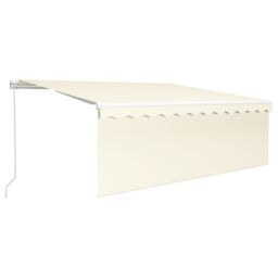Berkfield Home Manual Retractable Awning with Blind 4x3m Cream in Beige - thumbnail 2
