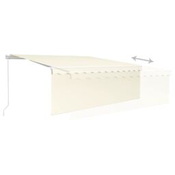 Berkfield Home Manual Retractable Awning with Blind 4x3m Cream in Beige - thumbnail 4