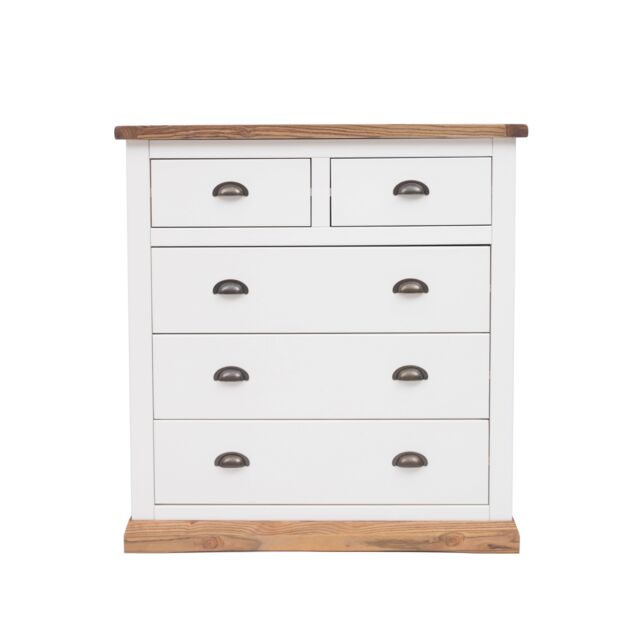 Cabinet Bits Tropea 5 Drawer Chest of Drawers Brass Cup Handle in Off-White - image 1