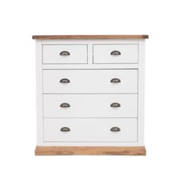 Cabinet Bits Tropea 5 Drawer Chest of Drawers Brass Cup Handle in Off-White - thumbnail 1