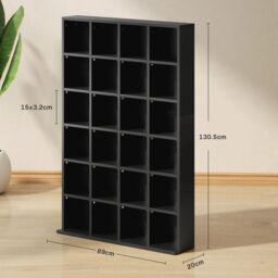 HOMCOM DVD CD Media Storage Rack, Video Display Unit, 89 x 130.5 cm, Black in Natural - Size: 89 x 130.5 cm - thumbnail 3