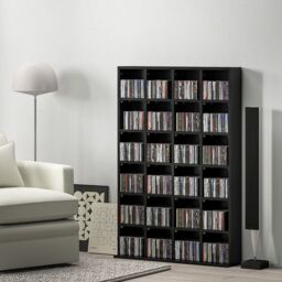 HOMCOM DVD CD Media Storage Rack, Video Display Unit, 89 x 130.5 cm, Black in Natural - Size: 89 x 130.5 cm - thumbnail 1