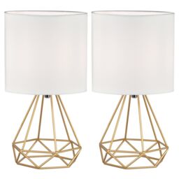 First Choice Lighting Set of 2 Christie - Gold Geometric Lamps - thumbnail 1