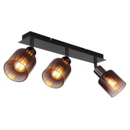 Netlighting Satella Ceiling Spotlight Bar Gunmetal Copper Glass Shade 3x E14 in Grey