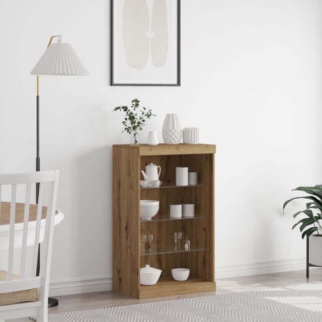 Berkfield Home Sideboard with LED Lights Artisan Oak 60, 5x37x100 cm in Brown - Size: 5 x 37 x 100 cm - image 1