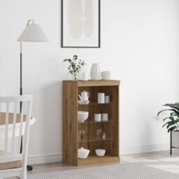 Berkfield Home Sideboard with LED Lights Artisan Oak 60, 5x37x100 cm in Brown - Size: 5 x 37 x 100 cm - thumbnail 1