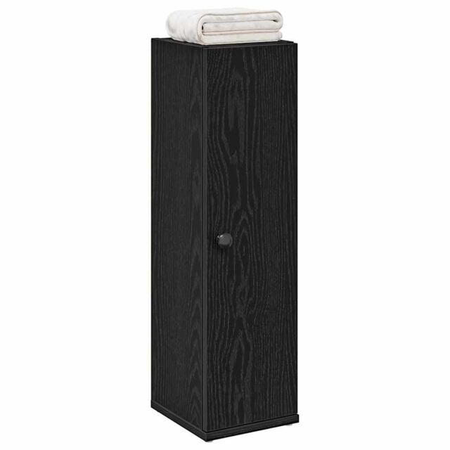 Berkfield Home Bathroom Cabinet with Roll Holder Black 20.5x22x72 cm - image 1