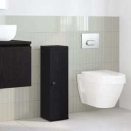 Berkfield Home Bathroom Cabinet with Roll Holder Black 20.5x22x72 cm - thumbnail 3
