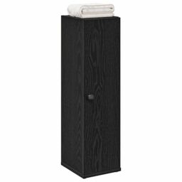 Berkfield Home Bathroom Cabinet with Roll Holder Black 20.5x22x72 cm - thumbnail 1