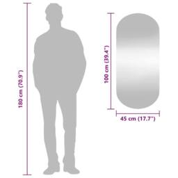 Berkfield Home Wall Mirror 45x100 cm Glass Oval in Silver - thumbnail 7