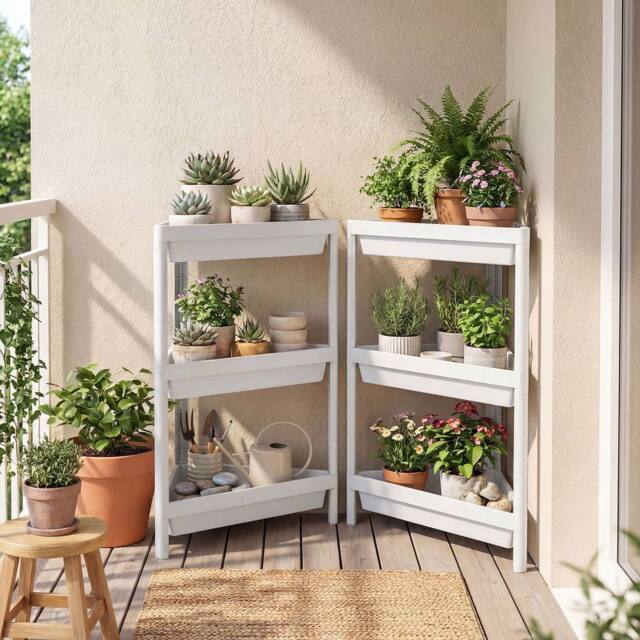 Costway 2pcs Corner Shower Caddy 3-Tier Detachable Bathroom Standing Shelf in White - image 1
