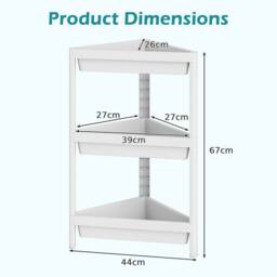 Costway 2pcs Corner Shower Caddy 3-Tier Detachable Bathroom Standing Shelf in White - thumbnail 2