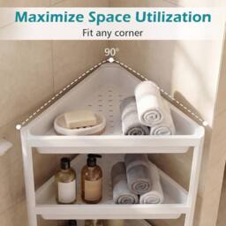 Costway 2pcs Corner Shower Caddy 3-Tier Detachable Bathroom Standing Shelf in White - thumbnail 9