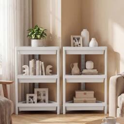 Costway 2pcs Corner Shower Caddy 3-Tier Detachable Bathroom Standing Shelf in White - thumbnail 5