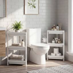 Costway 2pcs Corner Shower Caddy 3-Tier Detachable Bathroom Standing Shelf in White - thumbnail 7