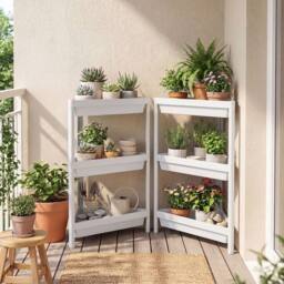 Costway 2pcs Corner Shower Caddy 3-Tier Detachable Bathroom Standing Shelf in White - thumbnail 1