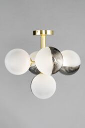 BHS Lighting Emile Flush Ceiling Light in Gold - thumbnail 1