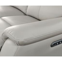 Aspire Kingsmere 2 Seater Power Recliner Sofa in Real Leather in Light Grey - thumbnail 5