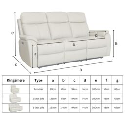 Aspire Kingsmere 2 Seater Power Recliner Sofa in Real Leather in Light Grey - thumbnail 7