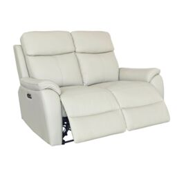 Aspire Kingsmere 2 Seater Power Recliner Sofa in Real Leather in Light Grey - thumbnail 2