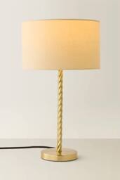 ValueLights Maura Natural Lamp Shade Brushed Gold Twist Table Lamp & Bulb - thumbnail 3