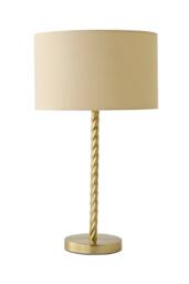 ValueLights Maura Natural Lamp Shade Brushed Gold Twist Table Lamp & Bulb - thumbnail 6