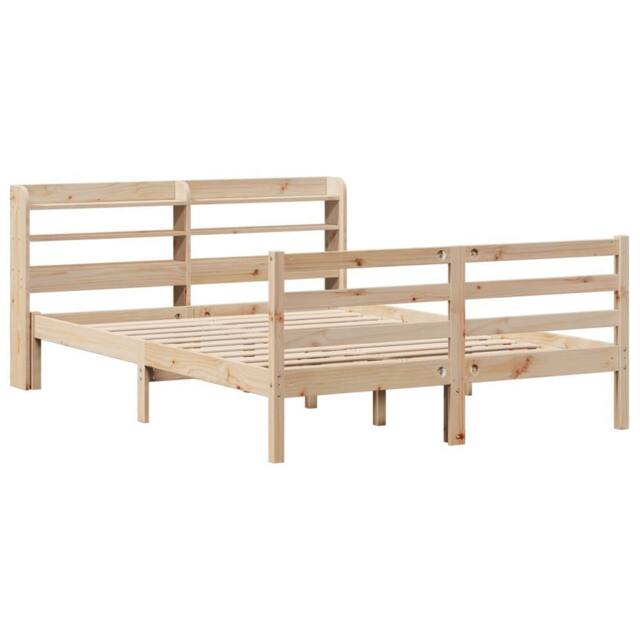 Berkfield Home Beautiful Bed Frame with Headboard without Mattress 135x190 cm Double in Natural - image 1