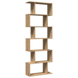 Berkfield Home Room Divider Bookcase 6-Tier Artisan Oak 70x24x193 cm Engineered Wood in Brown - Size: 70 x 24 x 193 cm - thumbnail 7