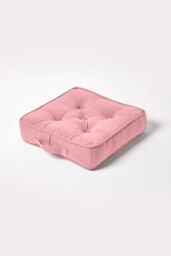 Homescapes Rajput Ribbed Cotton Floor Cushion in Pink - Size: 40 cm x 40 cm - thumbnail 1