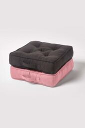 Homescapes Rajput Ribbed Cotton Floor Cushion in Pink - Size: 40 cm x 40 cm - thumbnail 6