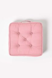 Homescapes Rajput Ribbed Cotton Floor Cushion in Pink - Size: 40 cm x 40 cm - thumbnail 3