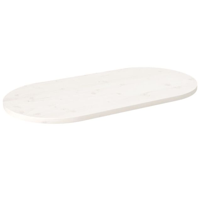 Berkfield Home Table Top White 100x50x2.5 cm Solid Wood Pine Oval - image 1
