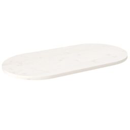 Berkfield Home Table Top White 100x50x2.5 cm Solid Wood Pine Oval - thumbnail 1