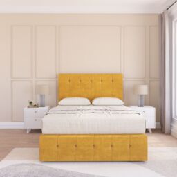 Sloomy Cambridge Divan Bed Set With No drawers & Matching Footboard - Plush Velvet in Gold - Size: Single - thumbnail 1
