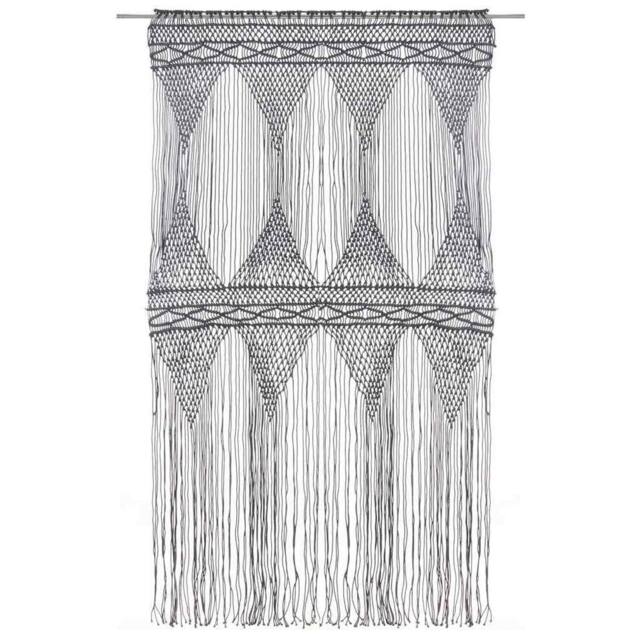 Berkfield Home Macrame Curtain Anthracite 140x240 cm Cotton in Dark Grey - image 1