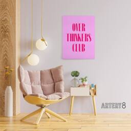 "Artery8 Overthinkers Club Simple Modern Pink Canvas Wall Art Print - Size: W12"" x H16""" - thumbnail 3