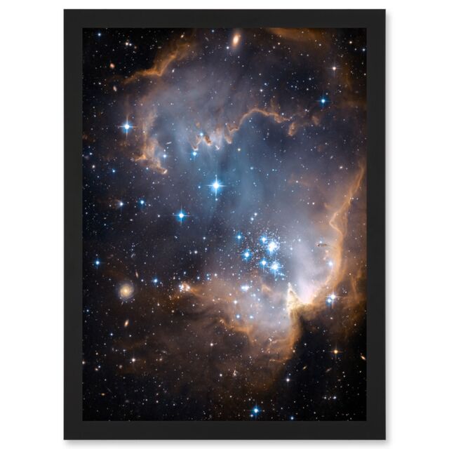 Artery8 Wall Art Print Hubble Space Astronomy Observations Infant Stars Small Magellanic Cloud Galaxy Bright Blue Glowing Star Cluster NGC 602 Nebula - image 1